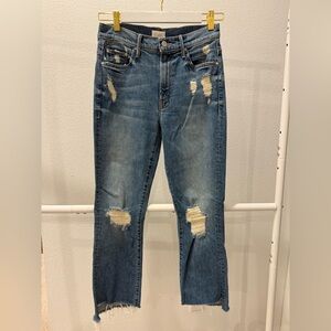 MOTHER Distressed Blue Denim Jeans